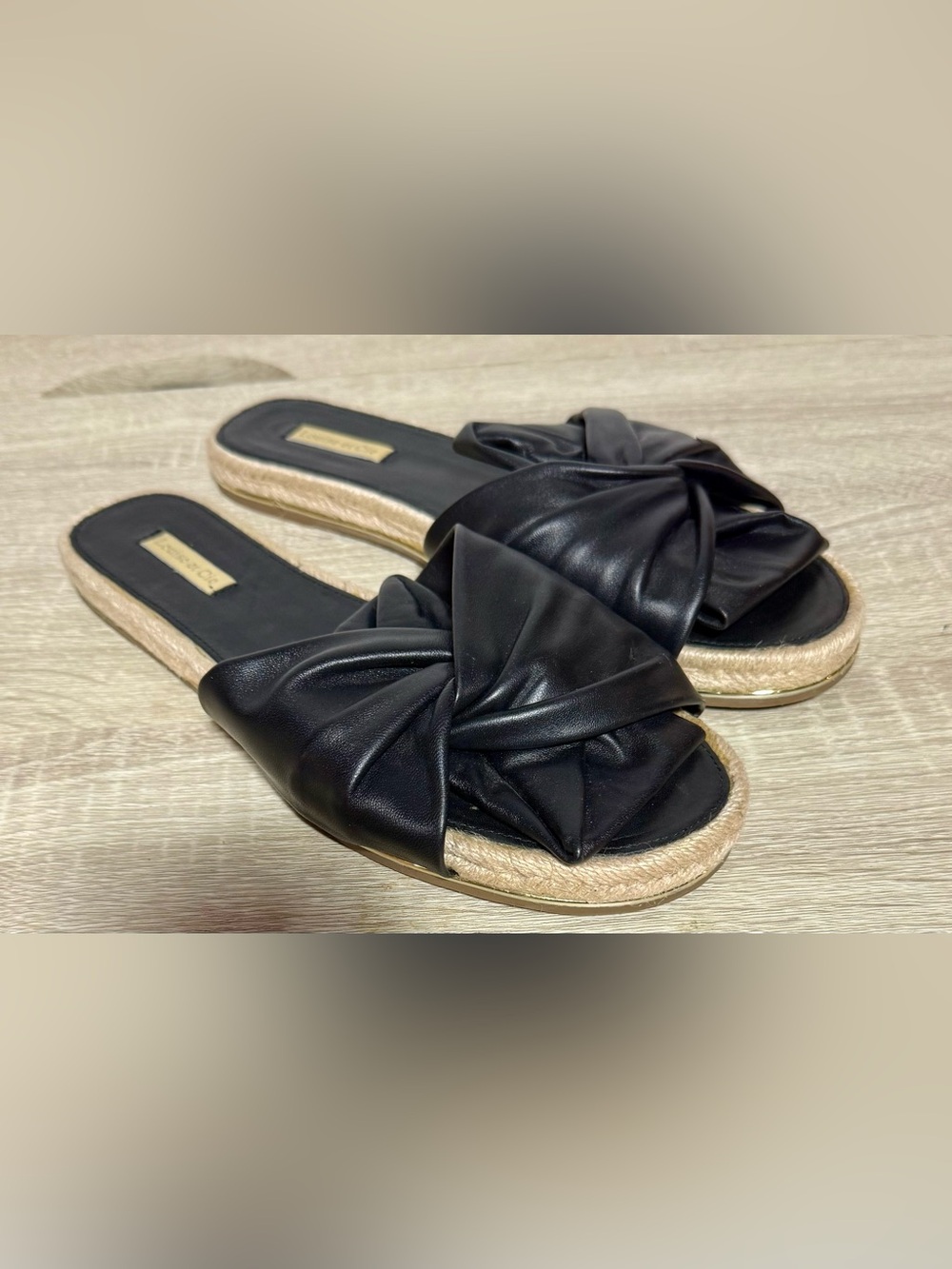 Louise Et Cie 'Camille' Genuine Leather Knot Espadrille Slide Sandal Sz 10